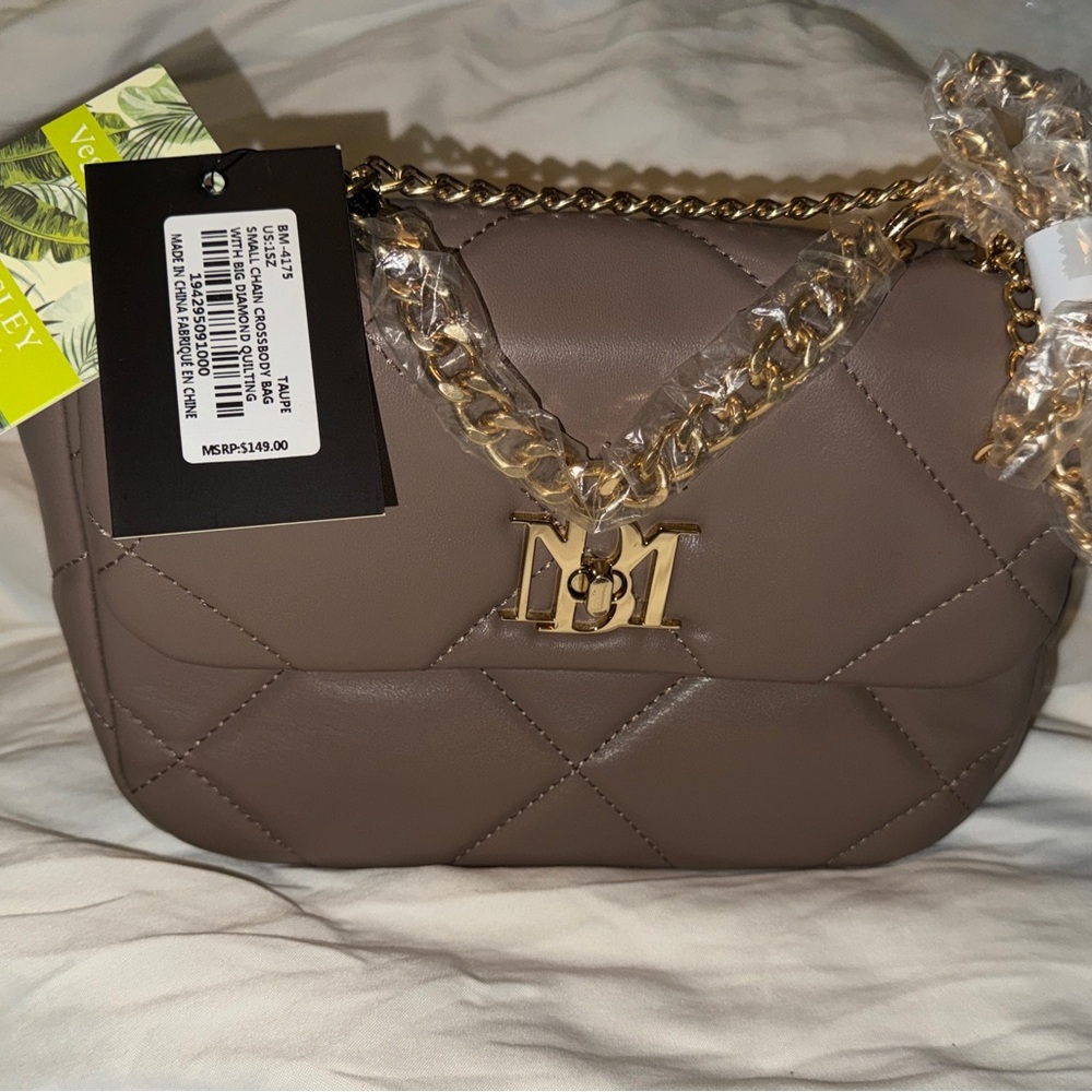 Elegant Taupe Quilted Chain Bag